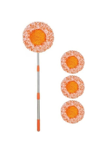 Geri Çekilebilir Uzatılmış Saplı Temizlik Mopu Çok Açılı Döner Başlıklı Kuru Islak Kullanımlı Temizlik Paspası 3'lü