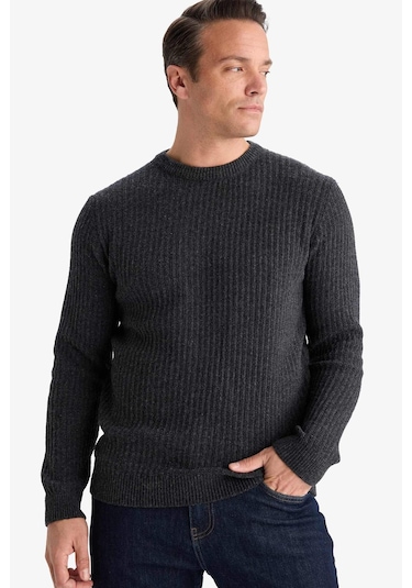 Defacto Standart Fit Bisiklet Yaka Triko Kazak E0811ax25wnar163 Antrasit