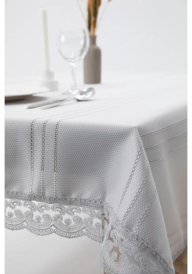 Defne Leke Tutmaz Masa Örtüsü 160x220 - Gri Gri