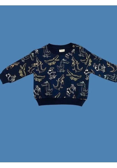 Cantoy Erkek Bebek Dinazor Desenli Sweatshirt-15354 Lacivert