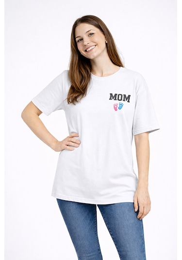 Nevermind Anne Baba Kombini Mom Dad Baskılı Çift Tişört Oversize Unisex 2 L Beyaz