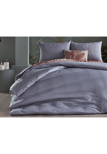 Saten Artline Nevresim Takımı Çift King Size - Gri