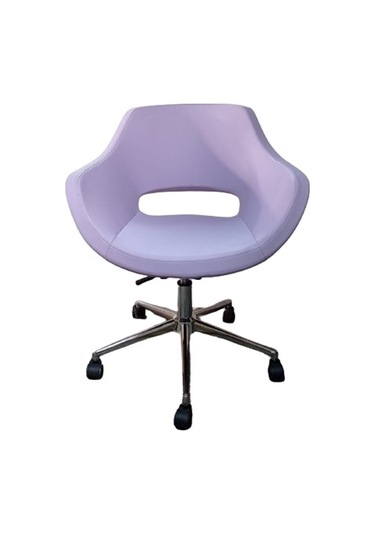 Metal Ayaklı Büro Sandalyesi Lila Renk Suni Deri