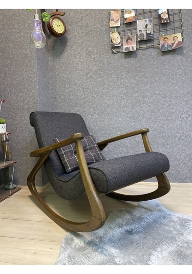 Asedia Ekol Dişbudak Ceviz Antrasit Sallanan Sandalye Berjer