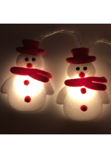 Ximistore9 Kar Karakteri Led Işık Zinciri Noel Giyim Ve Dekorasyonu - Sıcak Beyaz 1.65m 10 Işık Pilli
