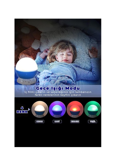 Masa Lambası Işık Küre Projektörlü Yansıtmalı Renkli Yıldızlı