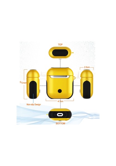 Vernikli Pc Bluetooth Kulaklık Kılıfı  Airpods Uyumlu 1/2 Sarı İçin Anti-kayıp Saklama Çantası Sarı