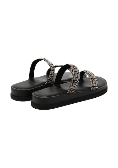 19 Black Terlik Kadın 26261 Myconian 2025 Greek Sandal Siyah