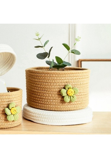 Pazly Suntek Sepeti Saklama Pamuk Magideal M Kapaklı İpli Çok Amaçlı Yp Beyaz - Kahverengi