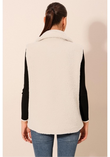 Bigdart 6793 Peluş Yelek - Beyaz