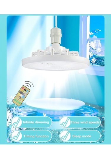 Hallow L6364-2 E27 Led Işıklı Sessiz Tavan Vantilatörü