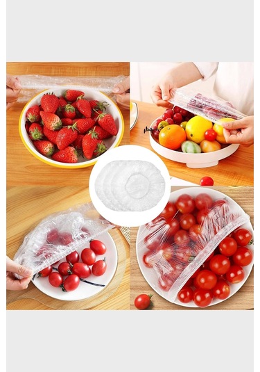 Mivelacure Lastikli Buzdolabı Poşeti 50x40cm Şeffaf Gıda Yiyecek Saklama Torbası Piknik Kamp Poşeti