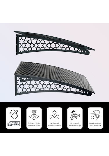 SundurmaX Pratik Metal Sundurma 120x100 Selçuklu Serisi Kapı Üstü Sundurma Antrasit - Füme