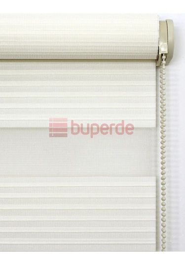 Buperde Ekru (Açık Krem) Dar Pilise Pliseli Zebra Stor Perde