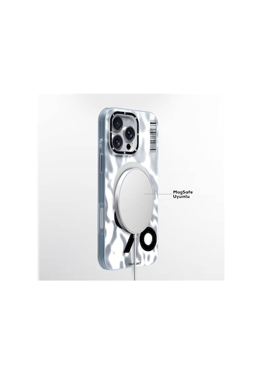 İphone 16 Pro Uyumlu Kılıf Magsafe Şarj Özellikli Youngkit Mathematical Serisi Kapak Gümüş
