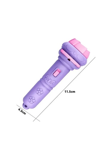 Novahub Çocuk Projeksiyon El Feneri, 80 Desen Kartlı, 11,5x4,3cm, Mor, Çocuklar İçin Yatma Zamanı Işığı Mor