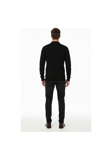 Dynamo Erkek Polo Yaka Fermuarlı Triko Kazak Regular Fit 7019 Bgl-st04922 Siyah
