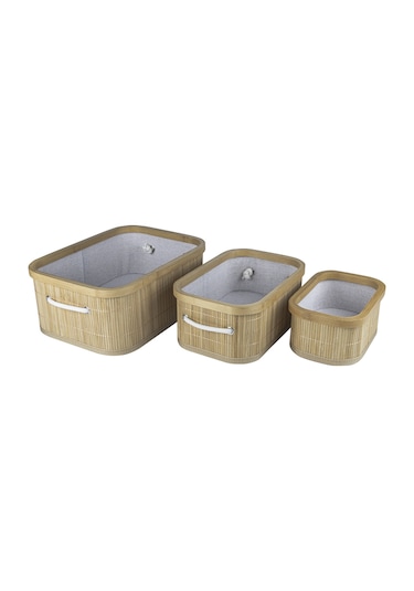 Decolove Bambu Çok Amaçlı Üçlü Sepet