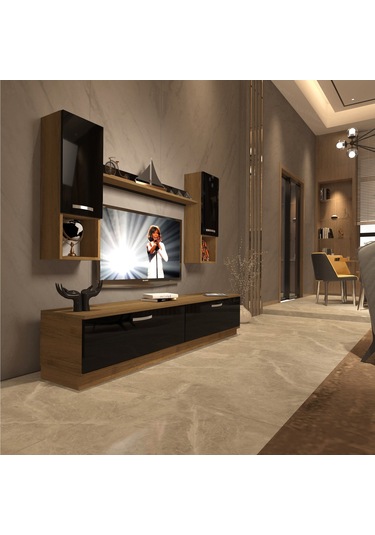Decoraktiv Eko 5dab Mdf Std Tv Ünitesi Tv Sehpası Pera - Siyah