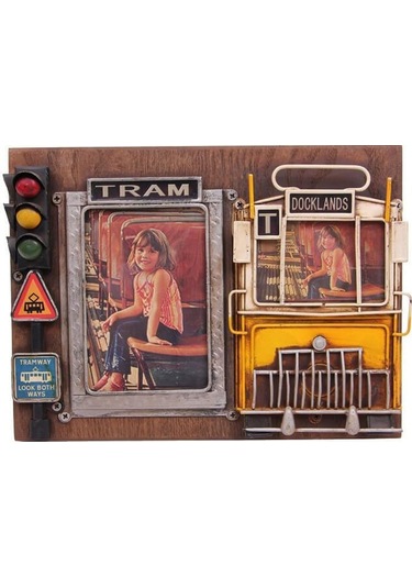 Himarry Dekoratif Metal Çerçeve Tramvay Dekorlu Vintage Ev Ofis Hediyelik