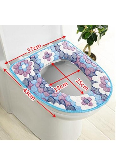 Pembe Ev Su Geçirmez Velcro Evrensel Petal Desenli Klozet Kapağı