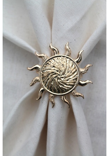 6 Adet Gold Güneş Metal Peçete Halkası - Napkin Ring M1
