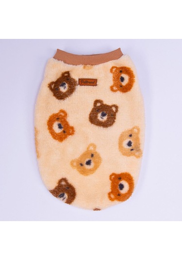 Bubu Cozy Peluş Sweat Ayı Desenli Kedi Köpek Sweati Kedi Köpek Kıyafeti Köpek Peluş Kolsuz Sweat Sıcak Tutan Süveter