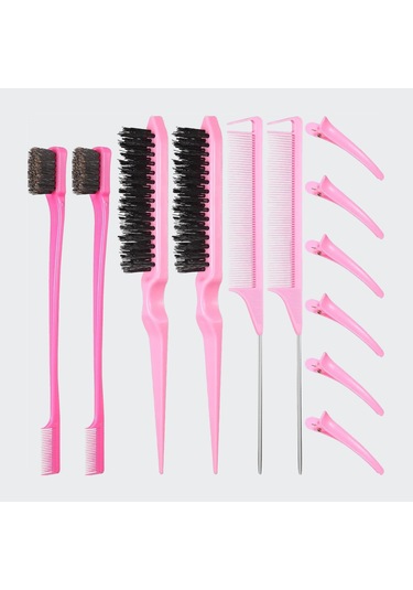 12 Parça Saç Fırçası Seti, Çift Taraflı Saç Kenar Fırçası, Kadınlar İçin Pürüzsüz Tarak, Bakım Kuyruğu Tarağı