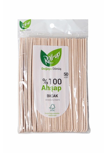 Şeylişeyler - Roll-up Kullan At Ahşap Bıçak 50'li 1 Paket - %100 Doğal
