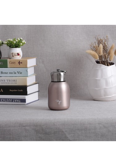 Leezsing 304 Paslanmaz Çelik 300ml Termos Bardak, Uzun Süre Isı Saklar, Ofis-plaj-yürüyüş İçin, Gül Altın Rengi