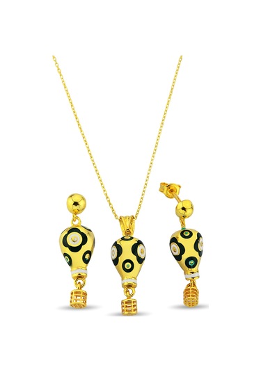 18k Altın Kaplamalı 925 Ayar Gümüş Uçan Balon Set - 67022802 Altın
