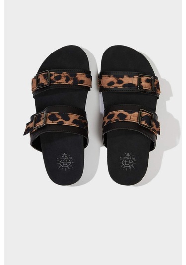 DeFacto Kız Çocuk Leopar Desenli Düz Taban Terlik E7809A825SMKR1 Çok Renkli