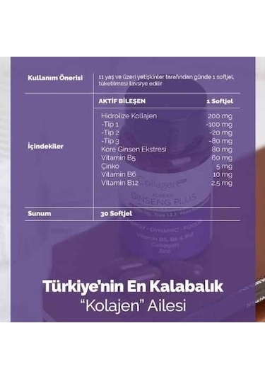 Collagen Forte Platinum Ginseng Plus Multivitamin & Mineraller Collagen Tip 1-2-3 30 Kapsül