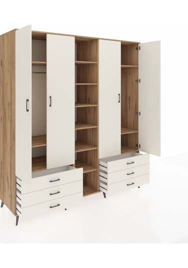 Kronos Dolap 13 Raflı 6 Çekmeceli 2 Askılı 220x59x243 Çam-aytaşı/aytaşı Aytası/aytası