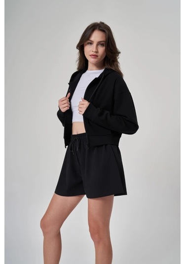 Exuma Kadın Fermuarlı Siyah Sweatshirt 1529109-siyah Siyah