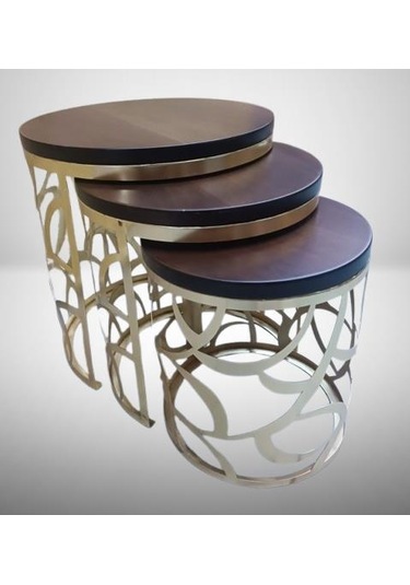 Zigon Sehpa Model 90516 Cnc Metal Kesim Osmanlı Desen Ceviz Renk El Yapım