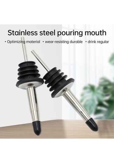 Monyee 24 Adet Paslanmaz Çelik Şarap Akıtıcı - Kapaklı Şarap Ağızlığı Ve Siyah Kapaklı Şişe Tıkanıcısı 5 3cm Sticker Logo Gümüş