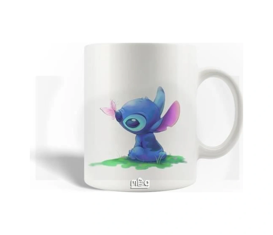 Kupa - Lilo Ve Stitch - Pembe Kelebek - Seramik - 30cl - Bulaşık Makinesinde Yıkanabilir
