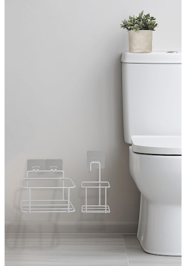 Okyanus Home Beyaz Eko Magic Askılı Kare Mina 2'li Wc Kova Ve Fırça Seti Beyaz