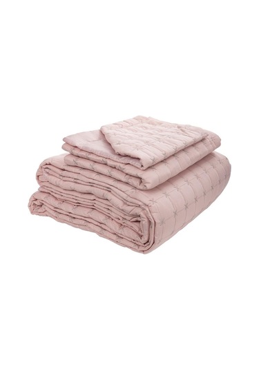 Yıldız Çift Kişilik Kapitoneli Yatak Örtüsü Pudra (447900888) Pudra