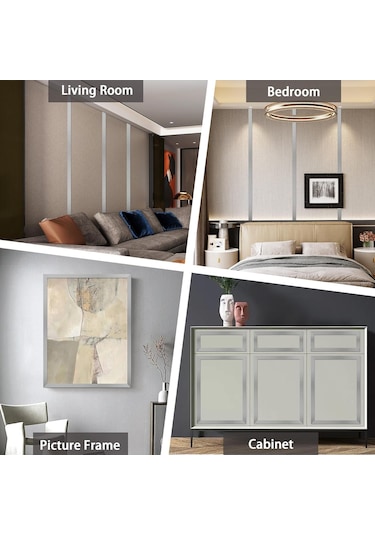 Symbee Stahl Paslanmaz Zımba Kenar Bandı 6m X 50mm: Duvar Tavan Mobilya Dekoratif Kenar, Otomatik Yapışkan Arka, Ayna Gümüş Rengi