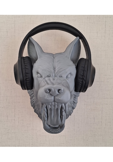 Gri Kurt - Duvar Dekorasyonu Ve Kulaklık Tutucu