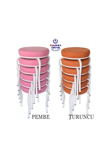 Tabure (Beyaz Ayaklı) ((6 Adet)-Mutfak Balkon Tabur...