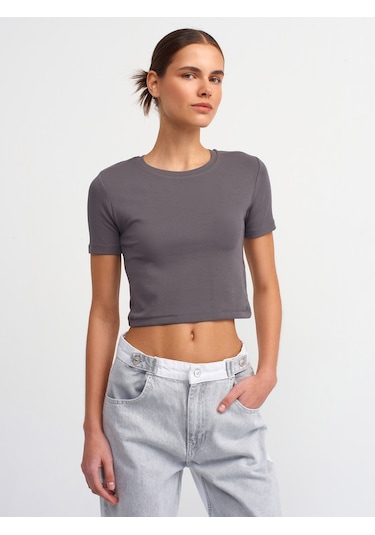 Dilvin Crop T-shirt Füme
