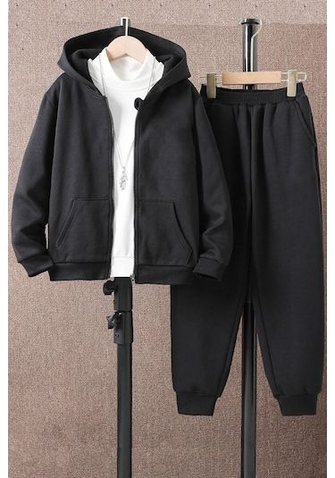 Fermuarlı Eşofman Takımı Siyah