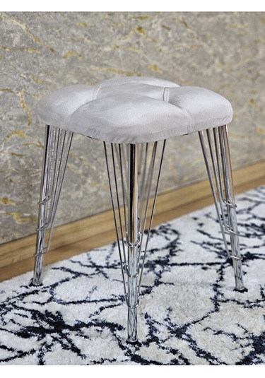 Kare Krom Kaplama Telli Ayaklı Tabure - Oturak - Bar Taburesi - A Çok Renki