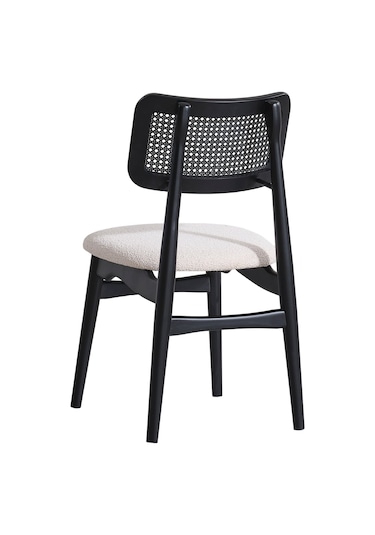 Helios Hazeranlı Ahşap Bohem Sandalye Siyah - Krem
