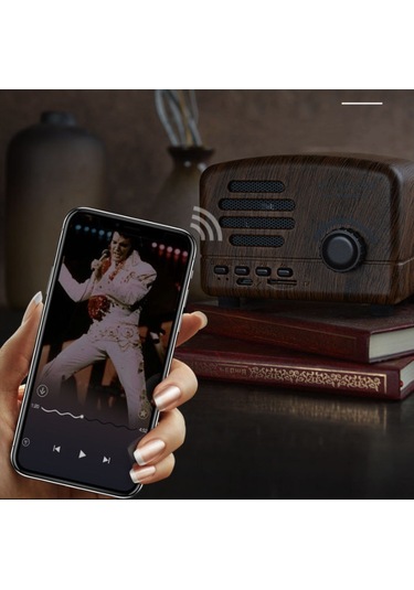 Lemestar "retro Ahşap Desenli Mini Bluetooth Hoparlör - Taşınabilir, Yüksek Ses Kalitesi"