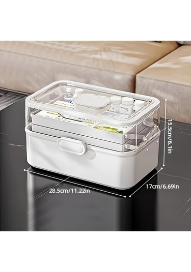 Xuweiwei 1 Adet Beyaz 3 Katlı Taşınabilir İlaç Organizer Kutusu Elle Tutma Kolu Çoklu Bölümlü Plastik Kapaklı Ev Tıbbi Depolama Kutusu Altın