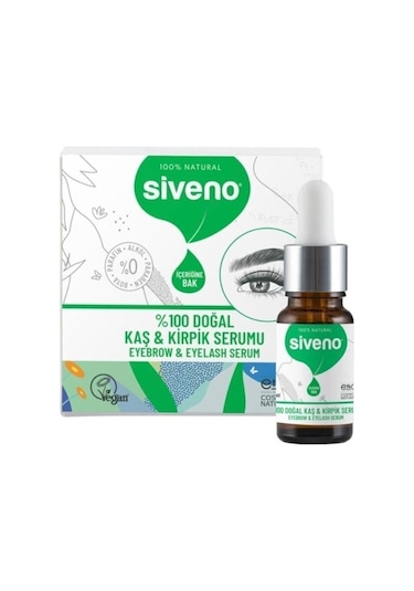 Siveno %100 Doğal Kaş ve Kirpik Serumu Bitkisel Yoğunlaştırıcı Canlandırıcı Yoğun Bakım Yağı Vegan 10 ML